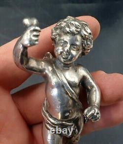 Small Subject Cherubin Angelot Silver Bronze Epoque Xixeme Haut. 11cm