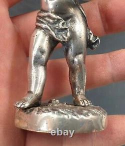 Small Subject Cherubin Angelot Silver Bronze Epoque Xixeme Haut. 11cm