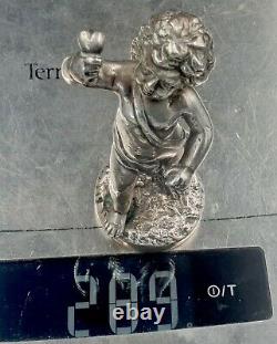Small Subject Cherubin Angelot Silver Bronze Epoque Xixeme Haut. 11cm