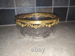 Small cut crystal bowl or dish with bronze mount, Louis XVI style, 19th century