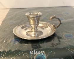 Solid Silver Hand Candleholder with Dragon Decoration, 19th Century