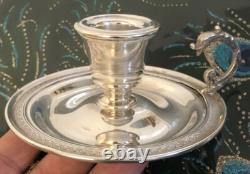 Solid Silver Hand Candleholder with Dragon Decoration, 19th Century