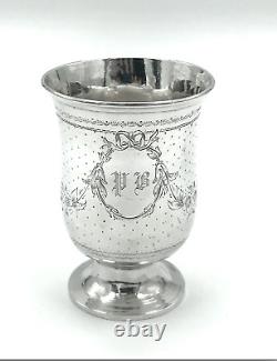 Solid silver Timballe from the 19th century with monogram Elegant period piece