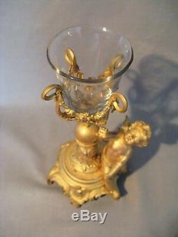 Soliflore / Candlestick With Putti In Gilded Bronze Time Nineteenth Century