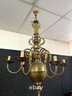 Spectacular And Important Dutch Chandelier In Gold Brass 19th Century