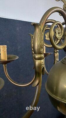 Spectacular And Important Dutch Chandelier In Gold Brass 19th Century