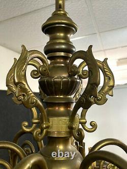 Spectacular And Important Dutch Chandelier In Gold Brass 19th Century