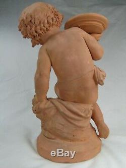 Spl. Clay Sculpture Putti Child Carrier-belleuse Ed. Period Nineteenth