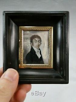 Splendid Miniature Painting, Portrait Nineteenth Empire Period Framework 1810