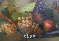 Still Life with Grapes Charles X Era Oil on Canvas from the 19th Century
