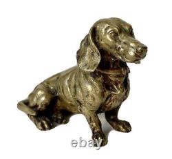 Subject Bronze Animal Doré Dog Teckel Sculpture Age XIX Antique Dog