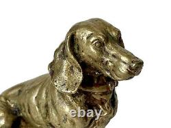 Subject Bronze Animal Doré Dog Teckel Sculpture Age XIX Antique Dog