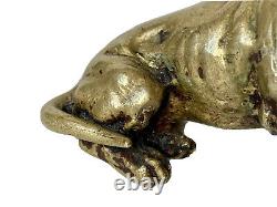 Subject Bronze Animal Doré Dog Teckel Sculpture Age XIX Antique Dog