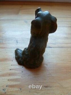 Subject Bronze Animal Doré Dog Teckel Sculpture Age XIX Antique Dog