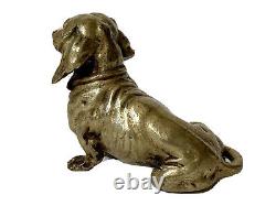 Subject Bronze Animal Doré Dog Teckel Sculpture Age XIX Antique Dog