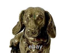 Subject Bronze Animal Doré Dog Teckel Sculpture Age XIX Antique Dog