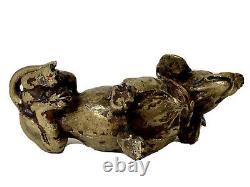 Subject Bronze Animal Doré Dog Teckel Sculpture Age XIX Antique Dog