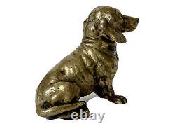 Subject Bronze Animal Doré Dog Teckel Sculpture Age XIX Antique Dog