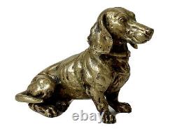 Subject Bronze Animal Doré Dog Teckel Sculpture Age XIX Antique Dog