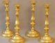 Suite Of 4 Candlesticks Gilt Bronze To The Mercury, Engraved And Ciselés, Xix Eme