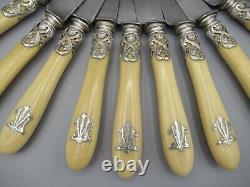 Suite Of Twelve Bone-and-silver-armed Knives 19th Veyrat Paris