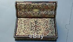 Superb Padfolio Marquetry Somewhat Dated Boulle Napoleon III Nineteenth Box / Box