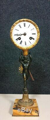 Superb Pendulum Putto Time XIX Ormolu And Patinated