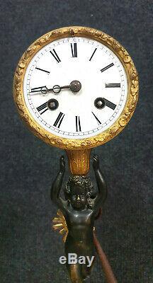 Superb Pendulum Putto Time XIX Ormolu And Patinated
