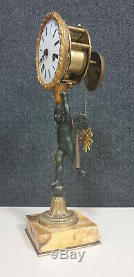 Superb Pendulum Putto Time XIX Ormolu And Patinated