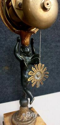 Superb Pendulum Putto Time XIX Ormolu And Patinated