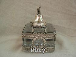 Superb cut crystal and silver inkstand, Empire style, 19th century.
