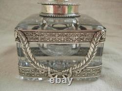 Superb cut crystal and silver inkstand, Empire style, 19th century.