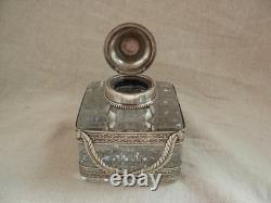 Superb cut crystal and silver inkstand, Empire style, 19th century.
