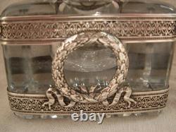 Superb cut crystal and silver inkstand, Empire style, 19th century.