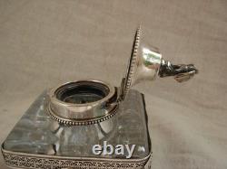 Superb cut crystal and silver inkstand, Empire style, 19th century.