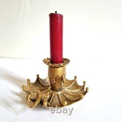 Superb gilded bronze hand-held candlestick from the Napoleon III era, mid-19th century.