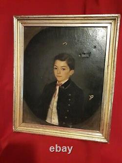 Table Elder Time Child Portrait XIX S, Gold Frame, Signed And Dated