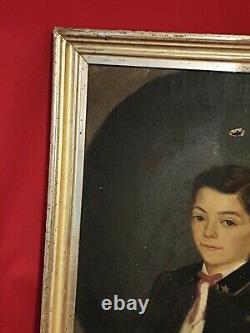 Table Elder Time Child Portrait XIX S, Gold Frame, Signed And Dated