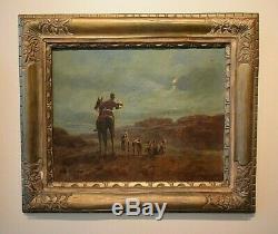 Table Old Hst Hunting Scene At Court Signed P. Fauvelles Nineteenth Time