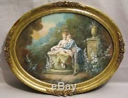 Table Oval Gouache Romantic Scene Period Late Nineteenth Century