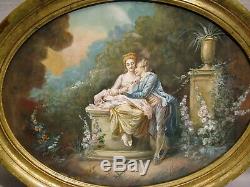 Table Oval Gouache Romantic Scene Period Late Nineteenth Century