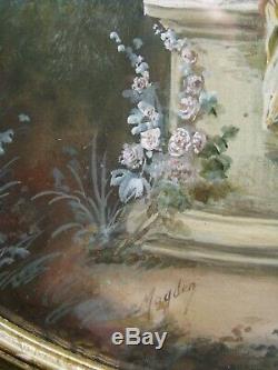 Table Oval Gouache Romantic Scene Period Late Nineteenth Century