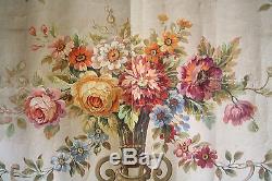 Tapestry Project-gouache-aubusson-flowers-bouquet-rose-time XIX Eme-dalhias