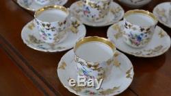 Tea Or Coffee Service Porcelain Paris, Flower Decor, Time XIX