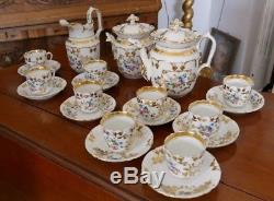 Tea Or Coffee Service Porcelain Paris, Flower Decor, Time XIX