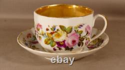 Tea or Chocolate Cup in Painted Porcelain with Flowers, 19th Century