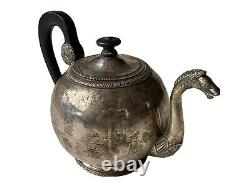 Teapot Pourer Silver Massif 2nd Rooster Arms Blazon Ecu Heatau Époque XIX Ème