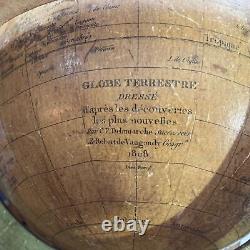 Terrestrial Globe Built In Wood Early Xixth Delamarche