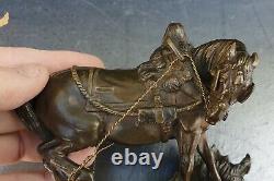 Th. Gechter Horse Bronze A 'patine Maroon Marble Siena Epoque Xixeme 16x15cm