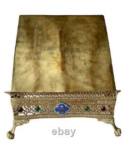 Thabor Lutrin Pupitre Dautel Brass Doré Church Strass Emaux Ihs Epoque Xixe